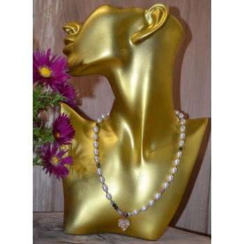 Naszyjnik z pereł rzecznych i kolorowego turmalinu